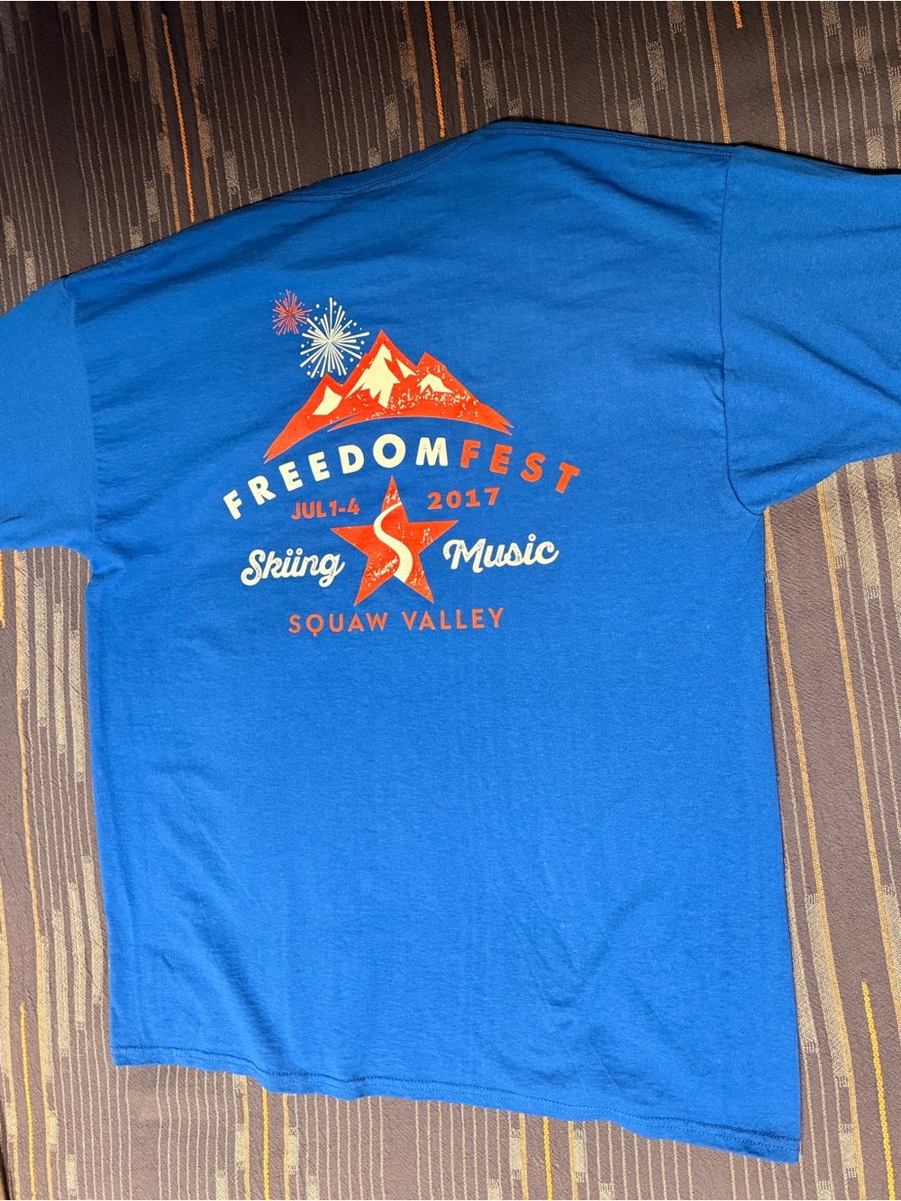 Freedomfest Squaw Valley “I Skied on the 4th of July” Blue XL Tee, 2017